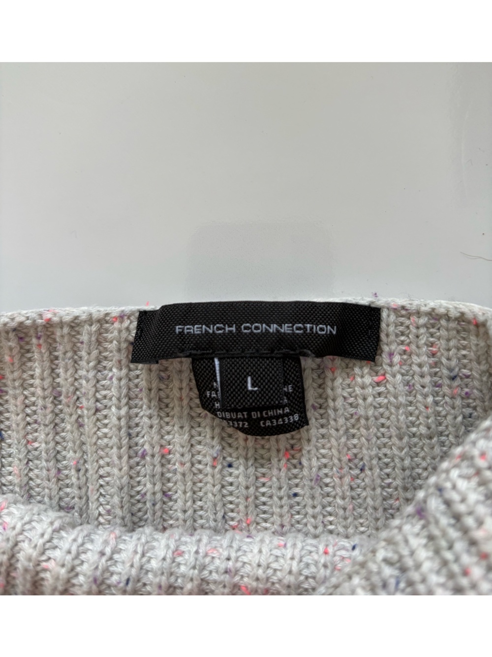 French Connection Oversized Speckled Cotton Sweater Size Large - Picture 6 of 9